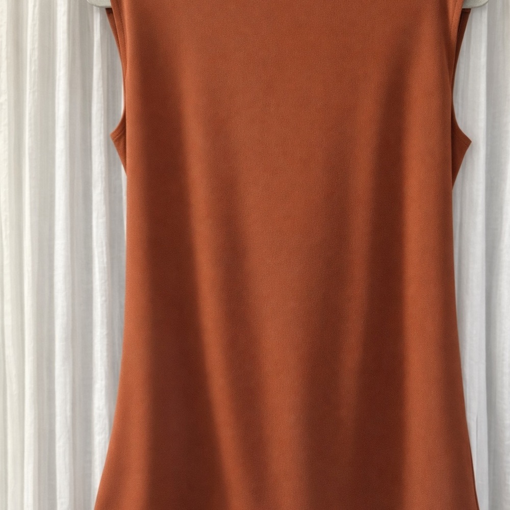 Rust Drape Neck Sleeveless Top by designer group I.N.C - Picture 4 of 4